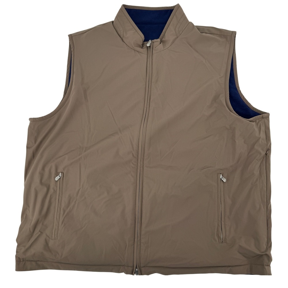Peter Millar Vest Mens XXL Blue Khaki Reversible Full Zip Quilted Hiking Golf - Picture 2 of 14